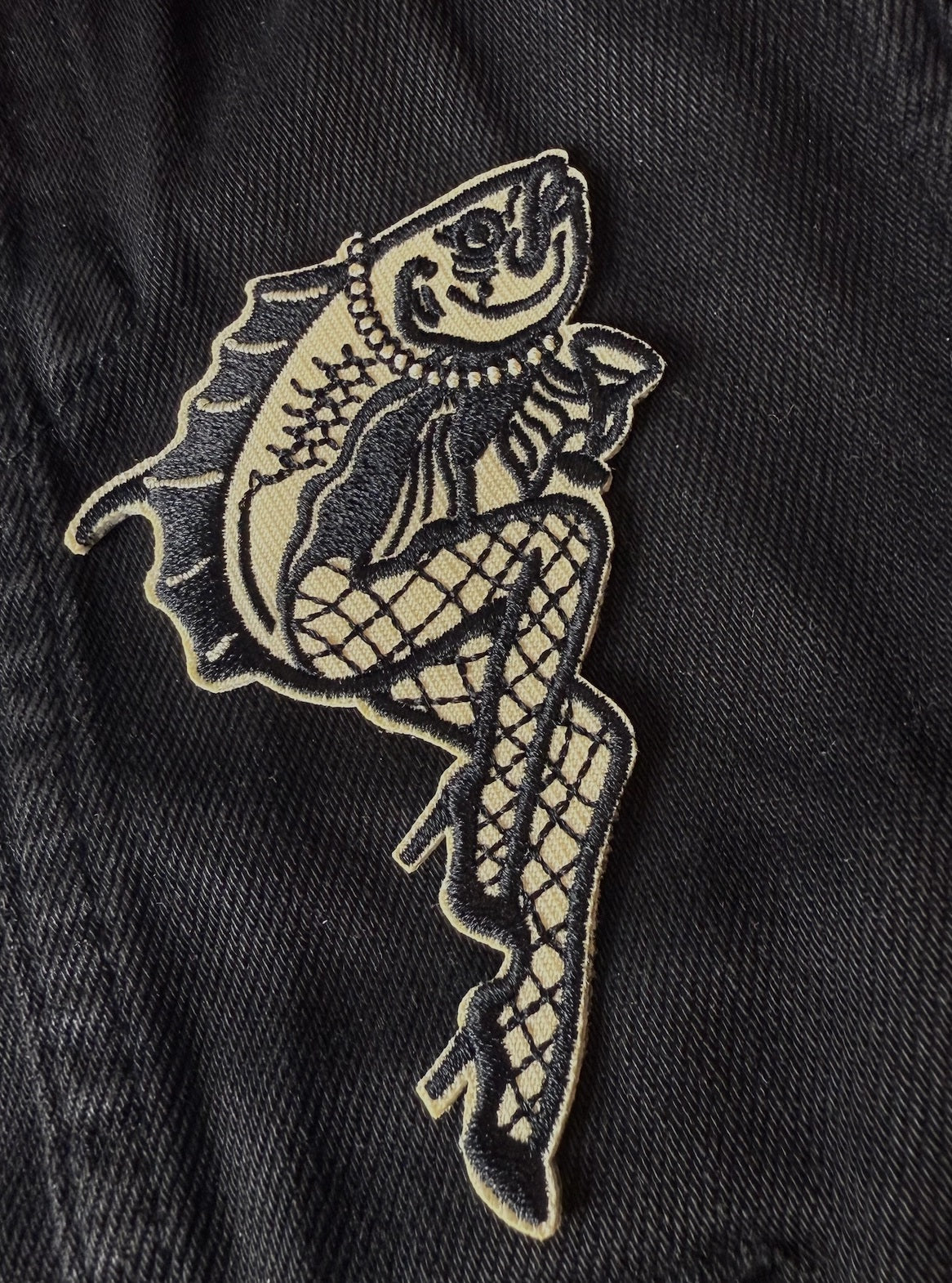 Embroidered Iron-On Patch - Reverse Mermaid