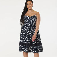 Plus Midi Fit & Flare Witch Print Dress With Lace Hem