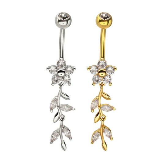 Flower With Round Petals And Stem Dangle