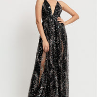 Jeweled Stone V Neck Cross Back Strap Mini Dress