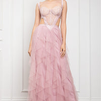 Corset Top With Tiered Tulle Dress