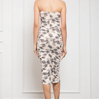 Spaghetti Strap Ruffled Rouched Midi Dress