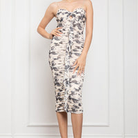 Spaghetti Strap Ruffled Rouched Midi Dress