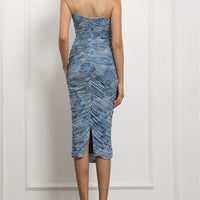 Spaghetti Strap Ruched Midi Dress