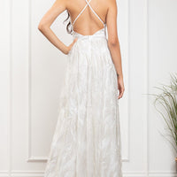 Deep V Neck Sequin Open Back Glitter Maxi Dress