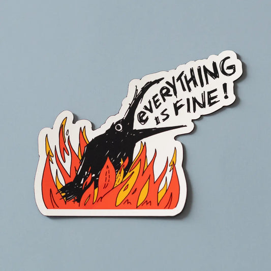 Funny Crow in Fire Sticker
