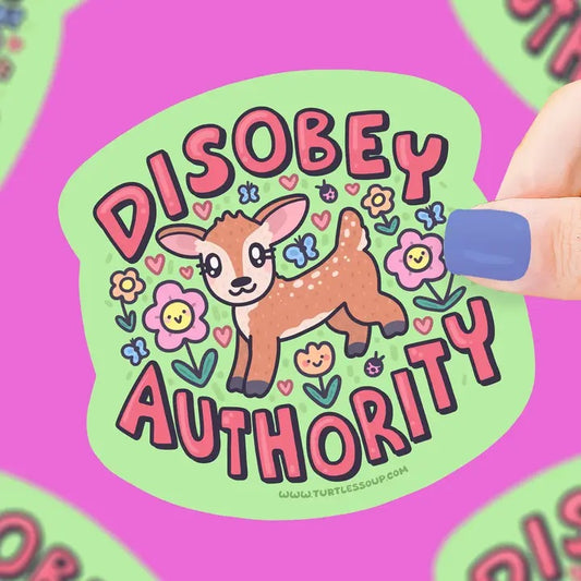 Disobey Authority Deer Cute Forest Vinyl Sticker