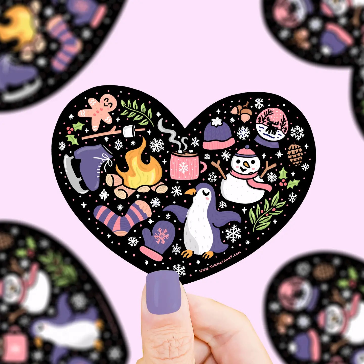 Winter Heart Penguin Snowman Season Vinyl Sticker