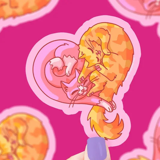 Cat And Kitty Lover Cute Heart Shaped Vinyl Sticker