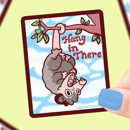 Hang In There Opossum Vinyl Sticker