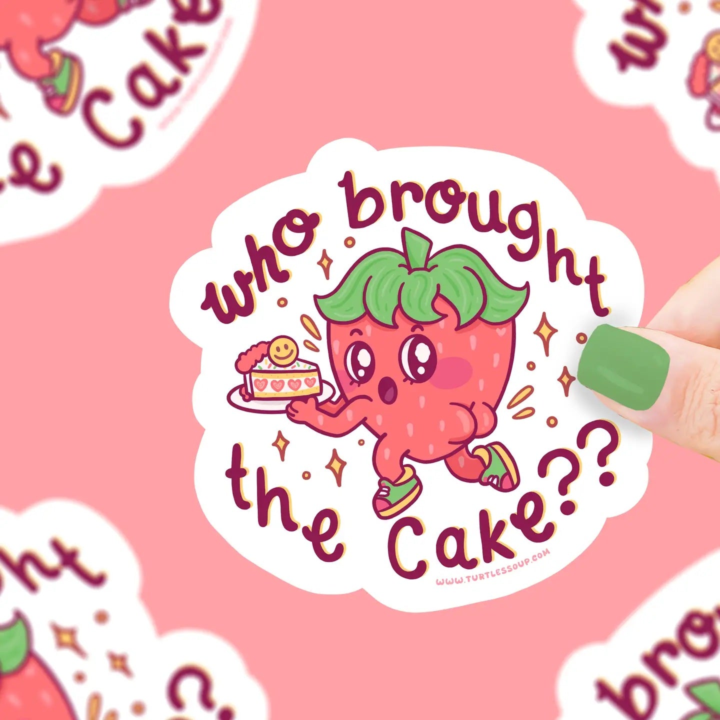 Who Brought The Cake, Strawberry, Funny Butt, Vinyl Sticker