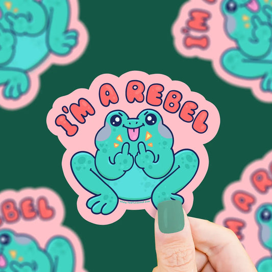 I’M A Rebel Frog Middle Finger Vinyl Sticker
