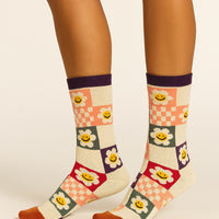 Don't Worry, Be Happy Pattern Crew Sock