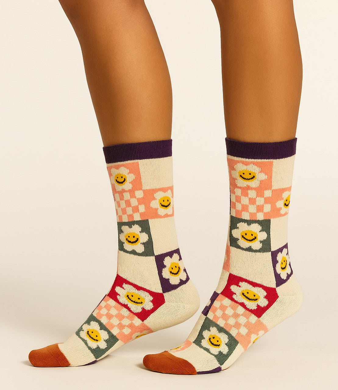 Don't Worry, Be Happy Pattern Crew Sock