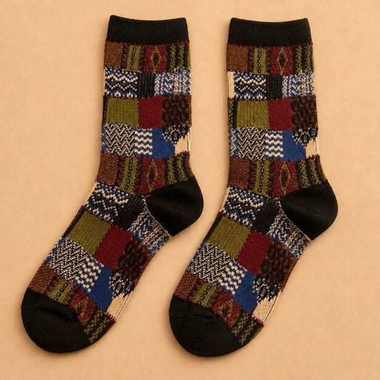 Adia Plaid Pattern Crew Sock