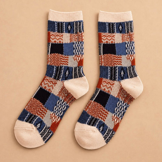 Adia Plaid Pattern Crew Sock