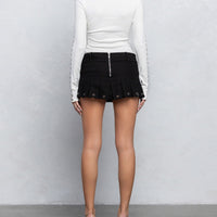 Belted Twill Micro Skort W Grommit Rings