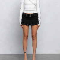 Belted Twill Micro Skort W Grommit Rings