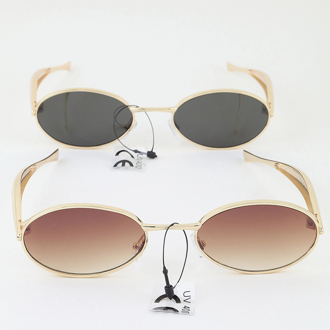 Polished Metal Round Sunglasses