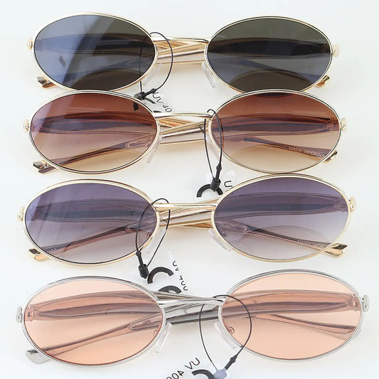 Polished Metal Round Sunglasses