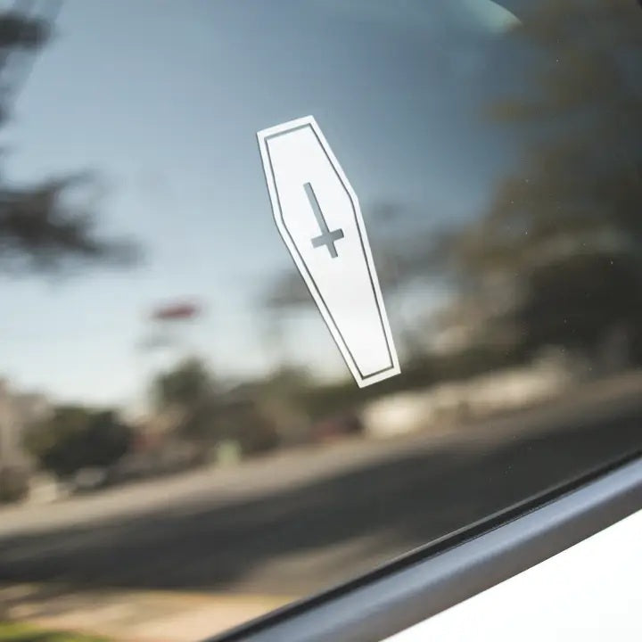 Satanic Coffin, Gothic Alt Car Decal Vinyl Sticker