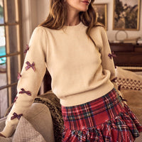 Sequined Checkered Plaid Mini Ballon Skirt