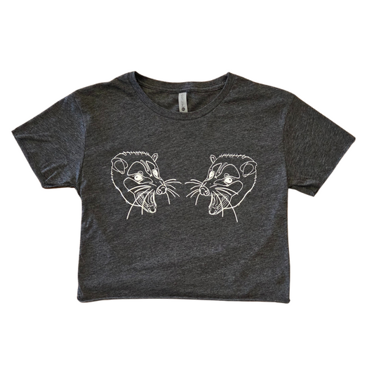 Screaming Possums Crop Top - Charcoal