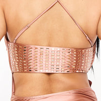 Rectangle Rhinestone On Pearl Satin Mini Dress