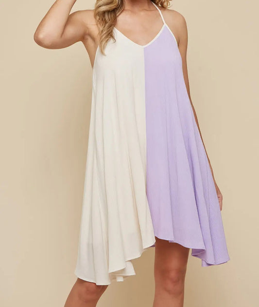 Colorblock Crepon Dress