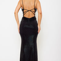 Rhinestone Slim Cowlneck Maxi Dress