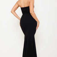 Multi Shape Rhinestone On Bust Mermaid Maxi Dress