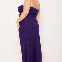 Glittered Rhinestone Bow Front Plus Size Maxi Dress