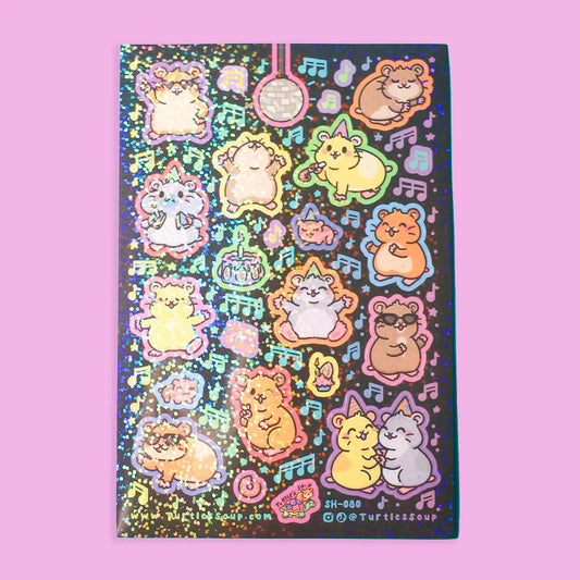 Hamster Dance Party Cute Stationery Vinyl Sticker Sheet