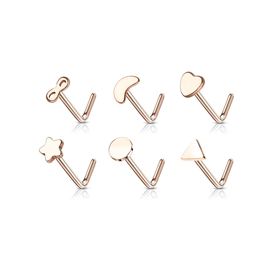 Shapes Rose Gold L-Shape Stud 20g