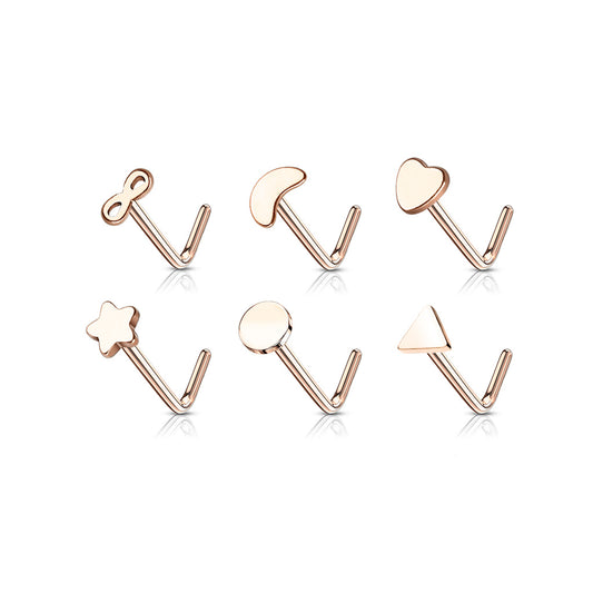 Shapes Rose Gold L-Shape Stud 20g