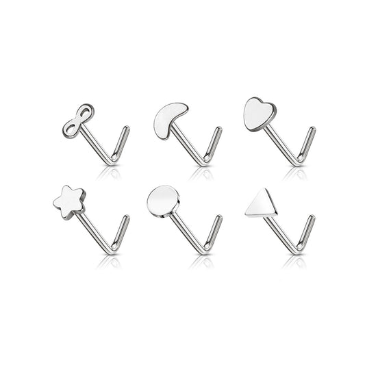 Shapes Steel L-Shape Nose Stud 20g