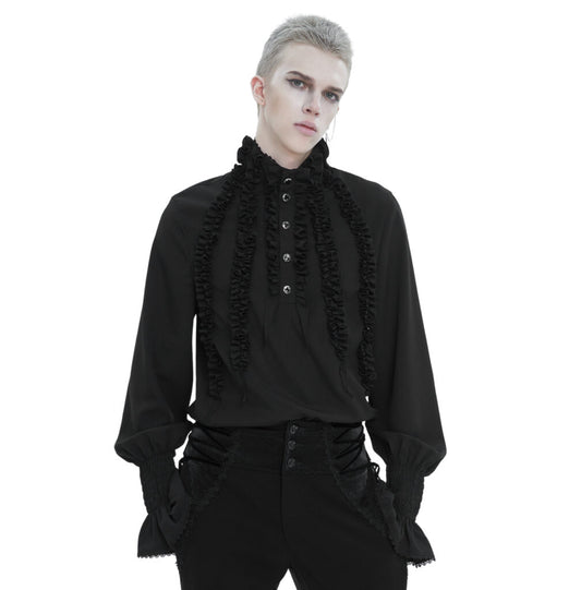 High Collar Ruffle Row Gothic Shirt Plus