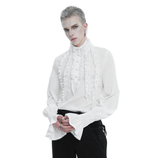 High Collar Ruffle Row Gothic Shirt Plus