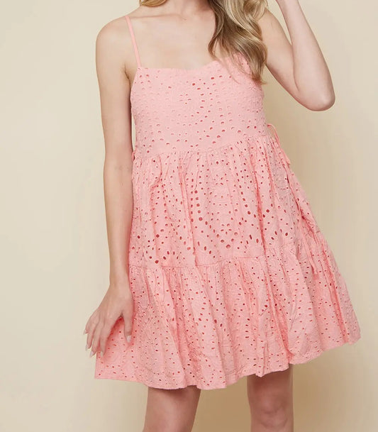 Eyelet Side Detailed Tier Swing Dress