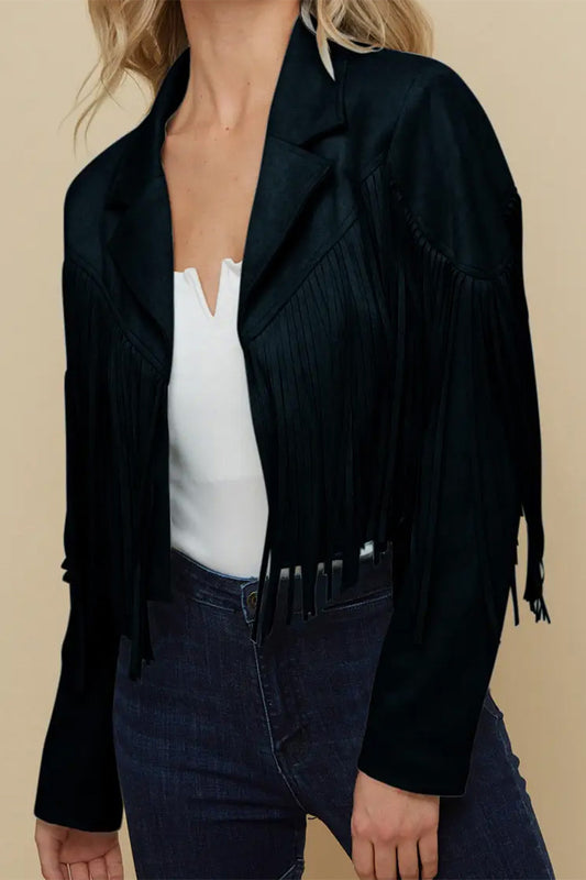 Fringe Suedette Moto Jacket