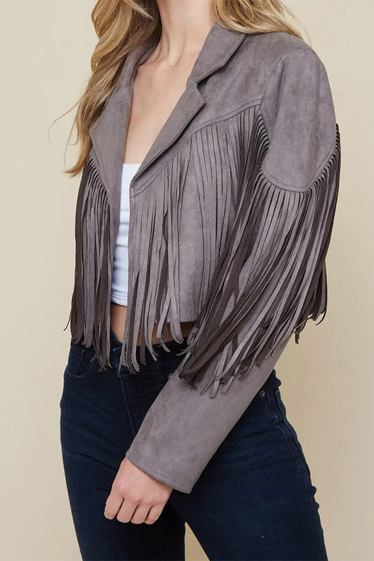 Fringe Suedette Moto Jacket