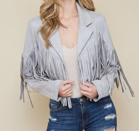 Fringe Suedette Moto Jacket