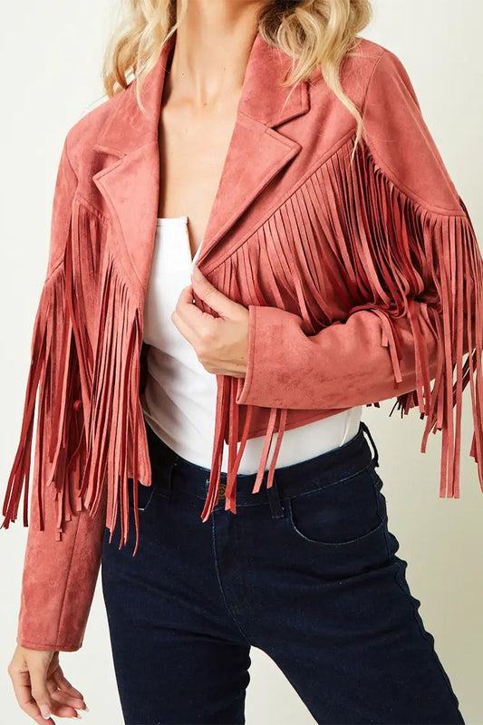 Fringe Suedette Moto Jacket