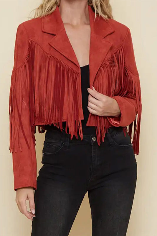 Fringe Suedette Moto Jacket