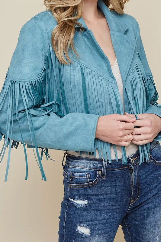 Fringe Suedette Moto Jacket