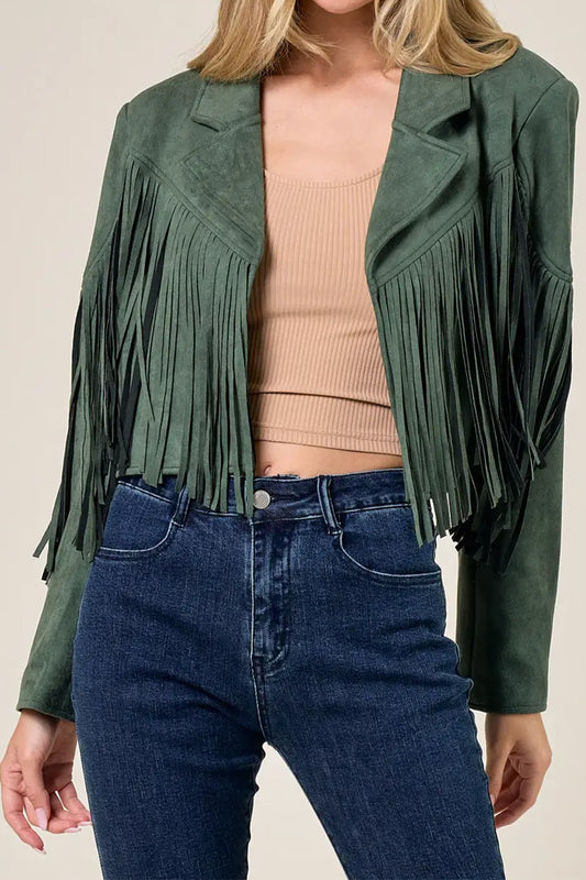 Fringe Suedette Moto Jacket