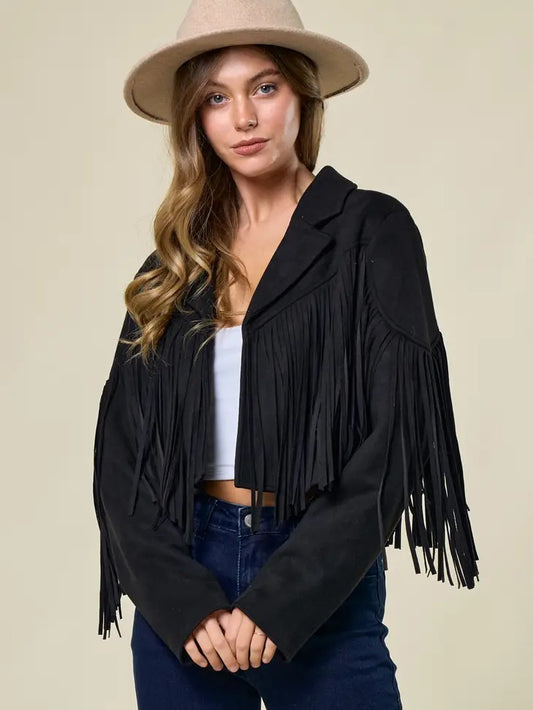 Fringe Suedette Moto Jacket
