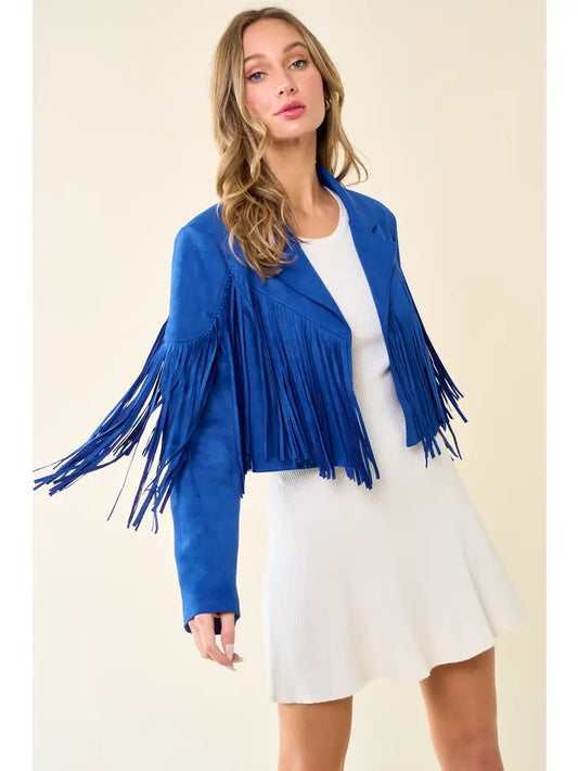 Fringe Suedette Moto Jacket