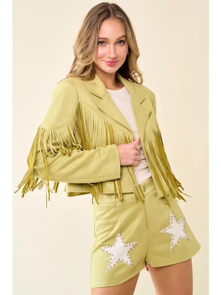 Fringe Suedette Moto Jacket