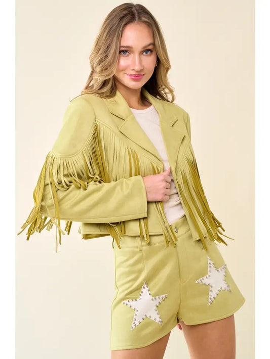 Fringe Suedette Moto Jacket